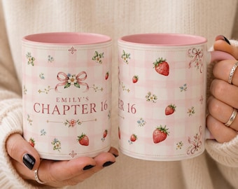 16th Birthday Gift for Her, Chapter 16 Mug, Sweet 16 Birthday Mug, Strawberry Coquette Coffee Cup