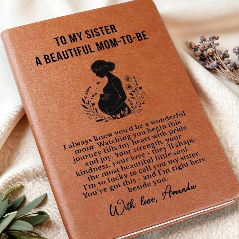 Pregnant Sister Gift, Mom To Be Journal Personalized, Expecting Sister Gift, Best Sister Personalized Gift, Sister Pregnancy Keepsake image 6