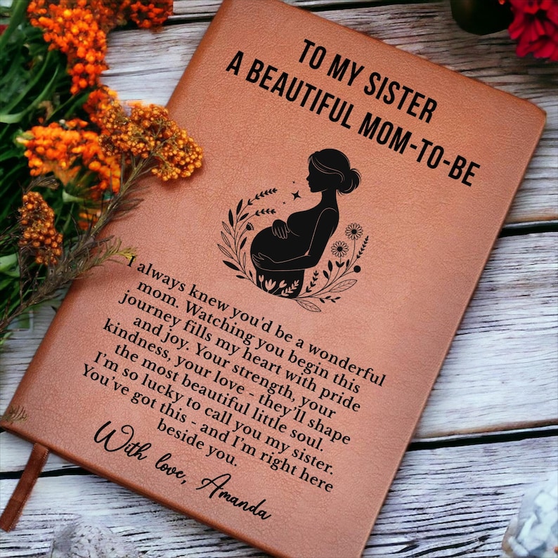 Pregnant Sister Gift, Mom To Be Journal Personalized, Expecting Sister Gift, Best Sister Personalized Gift, Sister Pregnancy Keepsake image 2