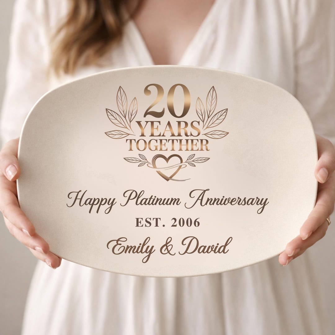 20 Year Anniversary Gift Personalized Plate, 20th Wedding Anniversary ...
