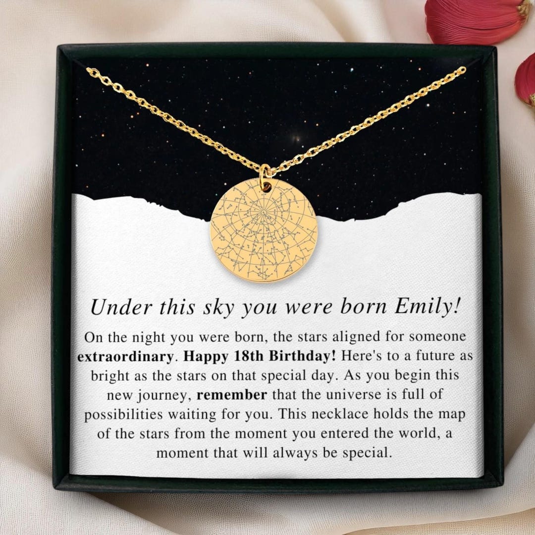 Birthday Presents for 18th Birthday, Custom Star Map Necklace for Her — free download