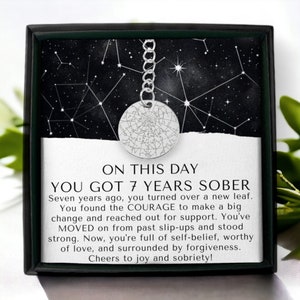 7 ans d'abstinence, carte des étoiles personnalisée, porte-clés sobriété, cadeau sobriété pour homme, femme, anniversaire sobre, guérison d'une dépendance