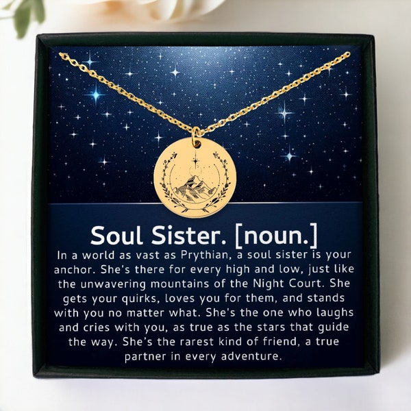 Soul Sister Definition, Velaris Bookish Jewelry, Starry Mountains Night Court Necklace, SJM Merch, Bestie Gift, Bookish Necklace Sjm