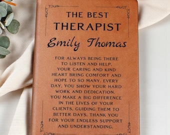 Therapist Gift Personalized Leather Journal for Best Therapist, Therapy Gift, Counselor Notes, Counselor Gift