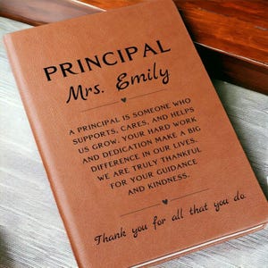 Personalized Principal Gifts, Custom Leather Journal for Principal, Principal Appreciation Gift, Unique Thank You Gifts for School Principal
