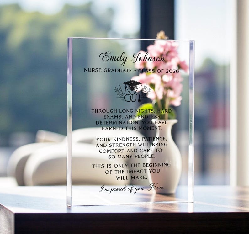 Personalized Nursing Graduate Acrylic Plaque, Nurse Graduation Gift, Custom Nurse Gift, Class of 2026 RN Gift, Nurse Appreciation Keepsake image 3
