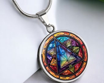 Stained Glass Alcoholics Anonymous Symbol Personalized Pendant Gift For Sobriety Gift For Recovery Gifts For AA Pendant Necklace For NA Gift