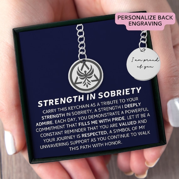 Sobriety Keychain, Personalized Sobriety Jewelry, Addiction