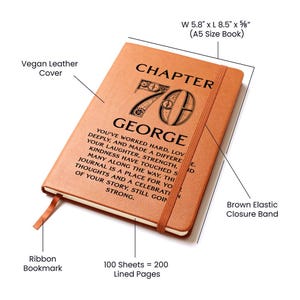 70th Birthday Men Journal, Custom Leather Journal, Personalized 70th Gift for Him, Grandpa, Husband or Friend, Dad 70th Birthday image 9