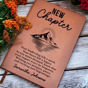 Boss Leaving Gift, New Chapter Journal, Personalized Farewell Gift for Manager, Mentor, or Leader, Going Away Present for Promotion image 5