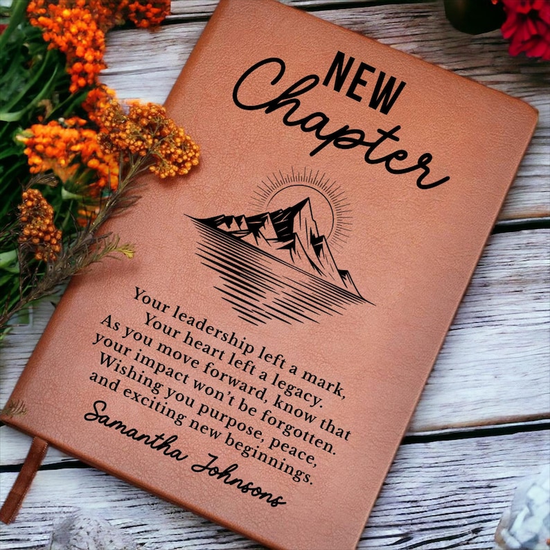 Boss Leaving Gift, New Chapter Journal, Personalized Farewell Gift for Manager, Mentor, or Leader, Going Away Present for Promotion image 5