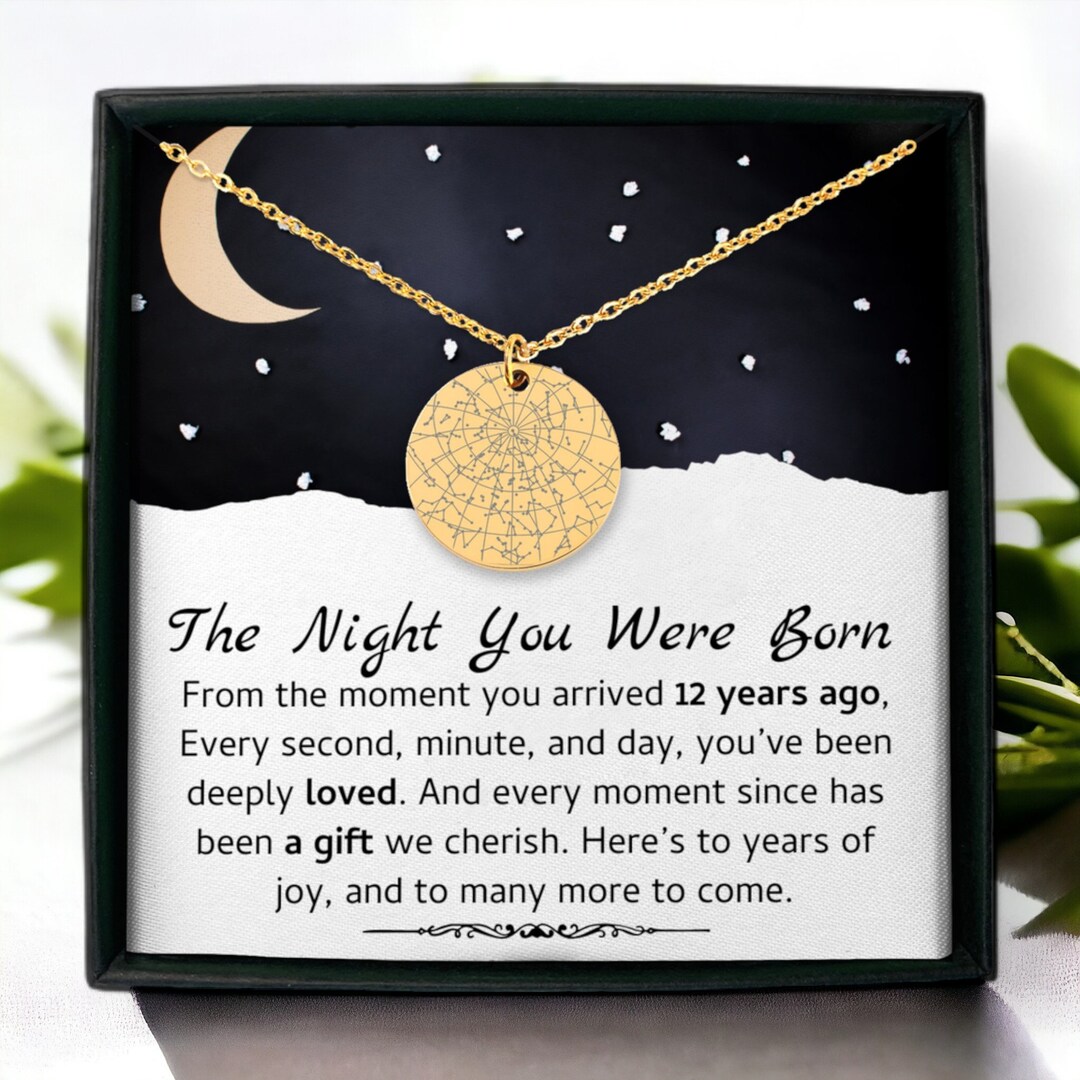 12 Years Old Girl Gift Custom Star Map Necklace by Date, 12 Year Old ...