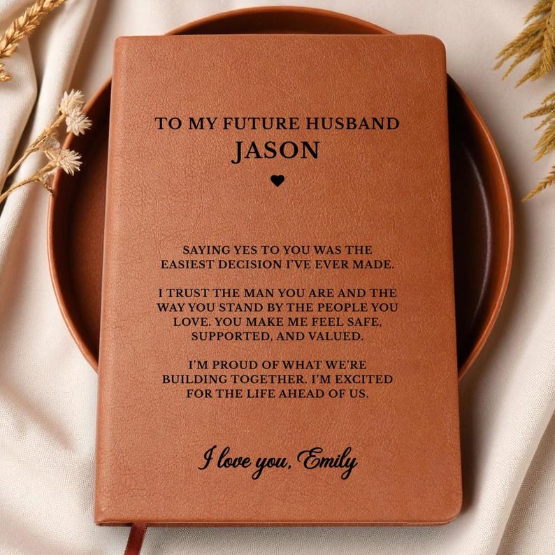 Engagement Journal for Him, Personalized Future Husband Gift , Romantic Fiancée Keepsake from Her, Groom to Be Gift image 1