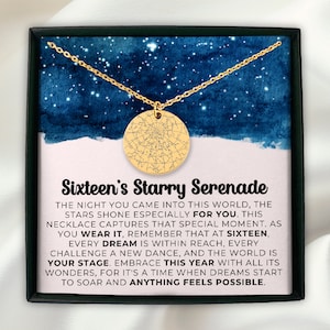 Regalo per il sedicesimo compleanno, Mappa della costellazione personalizzata, 16 dolci regali per ragazze, 16° compleanno, Regalo per figlia, nipote, nipote