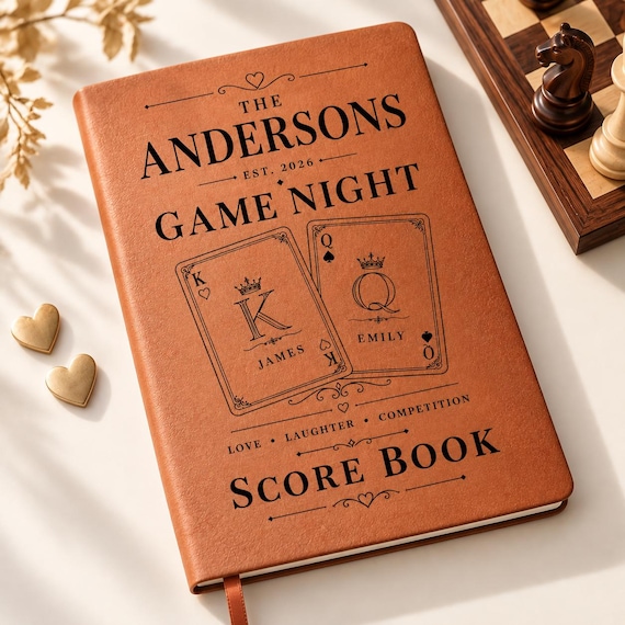 Game Night Scorebook for Couples, Engagement Gift, Personalized Wedding Gift, Custom Family Game Journal, Bride and Groom Keepsake Book