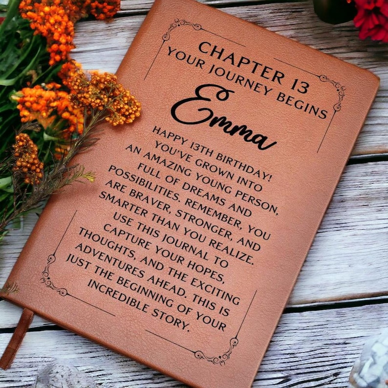 13th Birthday Gift for Girl, Personalized Journal for Her, Custom Name Notebook, Keepsake Memory Book, Sweet 13 Birthday Present image 1
