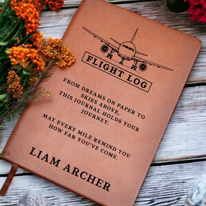 Diario de vuelo personalizado, libro de registro de vuelo, regalo para pilotos, regalo de graduación en aviación, cuaderno de vuelo personalizado, libro de registro de escuela de vuelo imagen 2