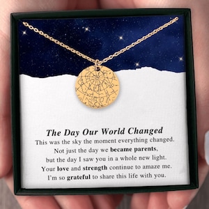 Stern Karte Halskette, personalisierte Schmuck für Sie, benutzerdefinierte Himmel Datum Halskette von Ehemann, neue Mutter Andenken