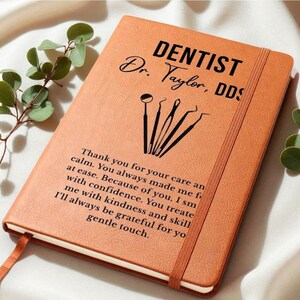 Custom Leather Journal Gift for Dentist, Dental Tools Illustration, Personalized Notepad, Dentist Appreciation, Office or Graduation Gift image 7