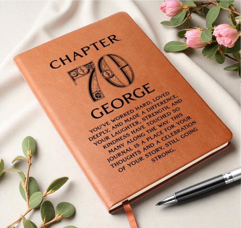 70th Birthday Men Journal, Custom Leather Journal, Personalized 70th Gift for Him, Grandpa, Husband or Friend, Dad 70th Birthday image 7