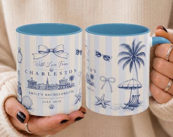 Charleston Bachelorette Party Mug, Custom Bach Party Favor, With Love From Charleston Gift, Bridesmaid Mug, Wedding Weekend Cup