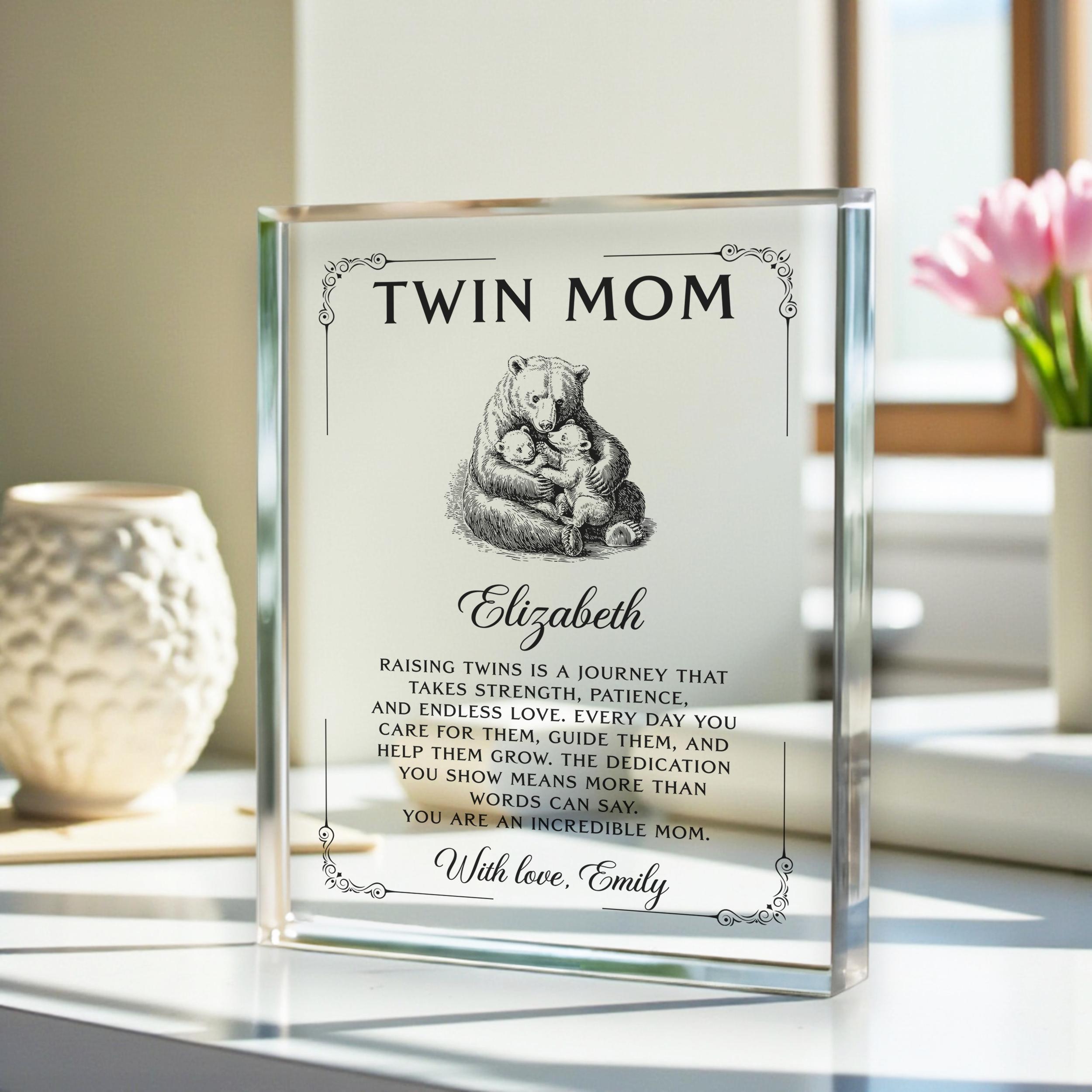 23 Best Gifts for Twin Moms: A Complete Guide 3 Twin Mom Gifts, Personalized Acrylic Plaque for Mom of Twins, Bear…