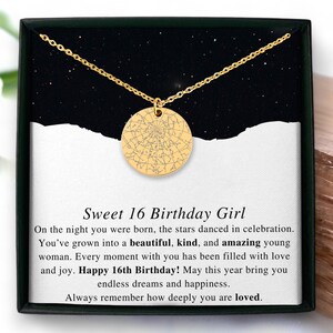 16.Geburtstagsgeschenk für Mädchen, personalisierte Sweet 16 Star Map Halskette, einzigartige Geschenkideen für sie