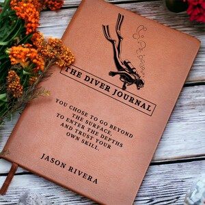 Personalized Diver Journal, Scuba Diving Logbook Gift for Men, Custom Leather Notebook for Diver, Dive Log, Swim Coach, Ocean Lover Gift image 10
