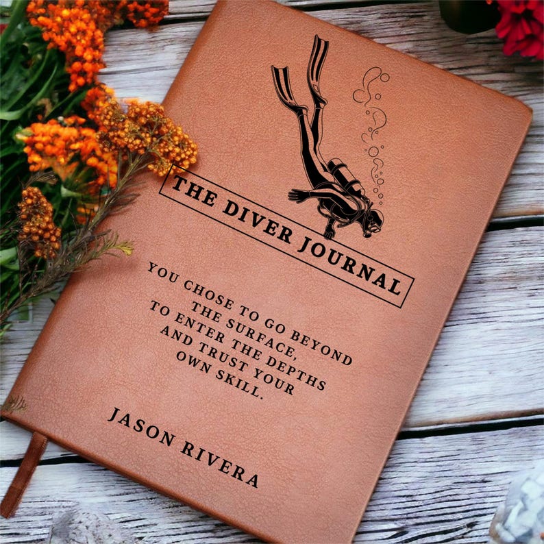 Personalized Diver Journal, Scuba Diving Logbook Gift for Men, Custom Leather Notebook for Diver, Dive Log, Swim Coach, Ocean Lover Gift image 10