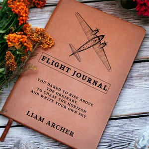 Personalized Flight Journal, Pilot Gift, Custom Airplane Notebook, Aviation Graduation Gift, Flight School Logbook, Travel Journal Gift image 7