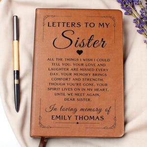Personalized Loss of Sister Journal, Memorial Gift for Sister, Letters to My Sister in Heaven, Grief Remembrance Funeral Gift
