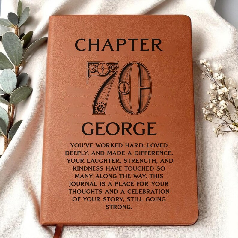 70th Birthday Men Journal, Custom Leather Journal, Personalized 70th Gift for Him, Grandpa, Husband or Friend, Dad 70th Birthday image 3
