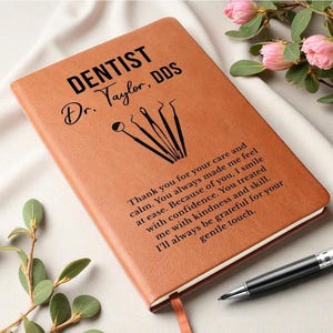 Custom Leather Journal Gift for Dentist, Dental Tools Illustration, Personalized Notepad, Dentist Appreciation, Office or Graduation Gift image 10