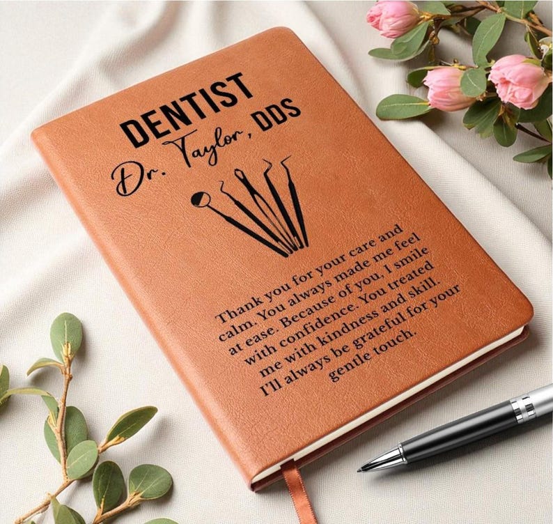 Custom Leather Journal Gift for Dentist, Dental Tools Illustration, Personalized Notepad, Dentist Appreciation, Office or Graduation Gift image 10