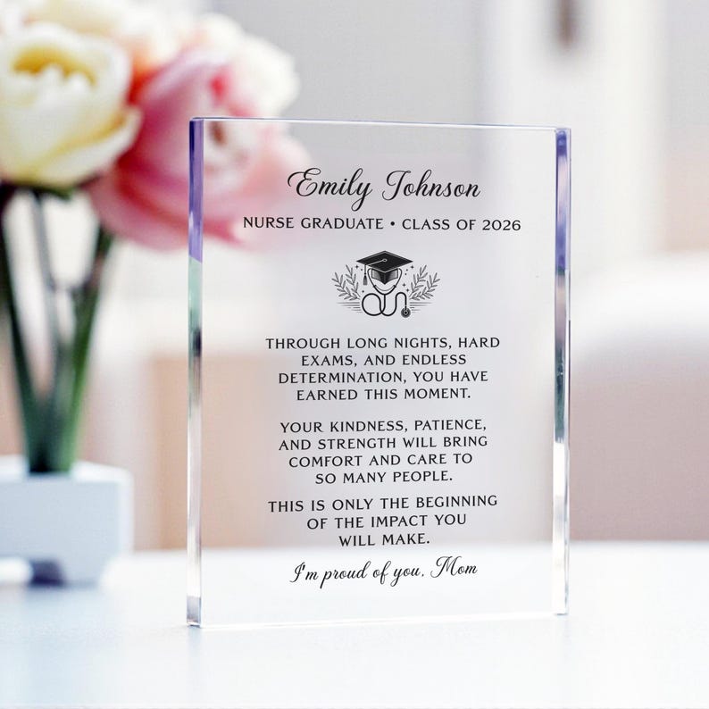 Personalized Nursing Graduate Acrylic Plaque, Nurse Graduation Gift, Custom Nurse Gift, Class of 2026 RN Gift, Nurse Appreciation Keepsake image 2