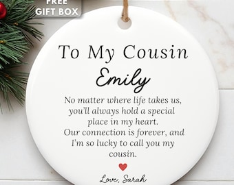 Cousin Ornament Personalized, Gift for Cousin from Family, Christmas Keepsake, Birthday Present For Cousin