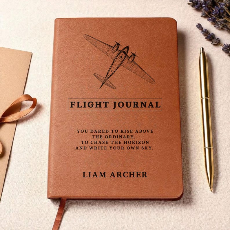 Personalized Flight Journal, Pilot Gift, Custom Airplane Notebook, Aviation Graduation Gift, Flight School Logbook, Travel Journal Gift image 10
