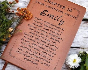 18th Birthday Gifts for Girls Personalized Leather Journal, Unique 18th Birthday Gift, Custom Notebook for Teens, Special Keepsake