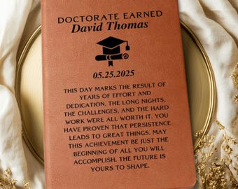 Doctoral Graduation Gift, Personalized Leather Journal, PhD Graduation Gift, Custom Graduation Notebook, Gift for New Doctor