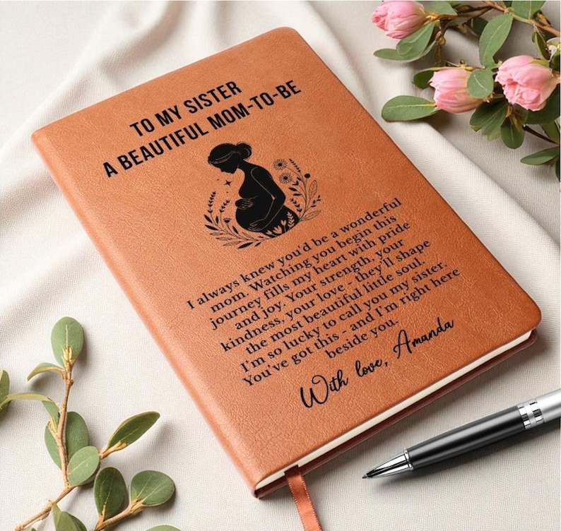 Pregnant Sister Gift, Mom To Be Journal Personalized, Expecting Sister Gift, Best Sister Personalized Gift, Sister Pregnancy Keepsake image 10