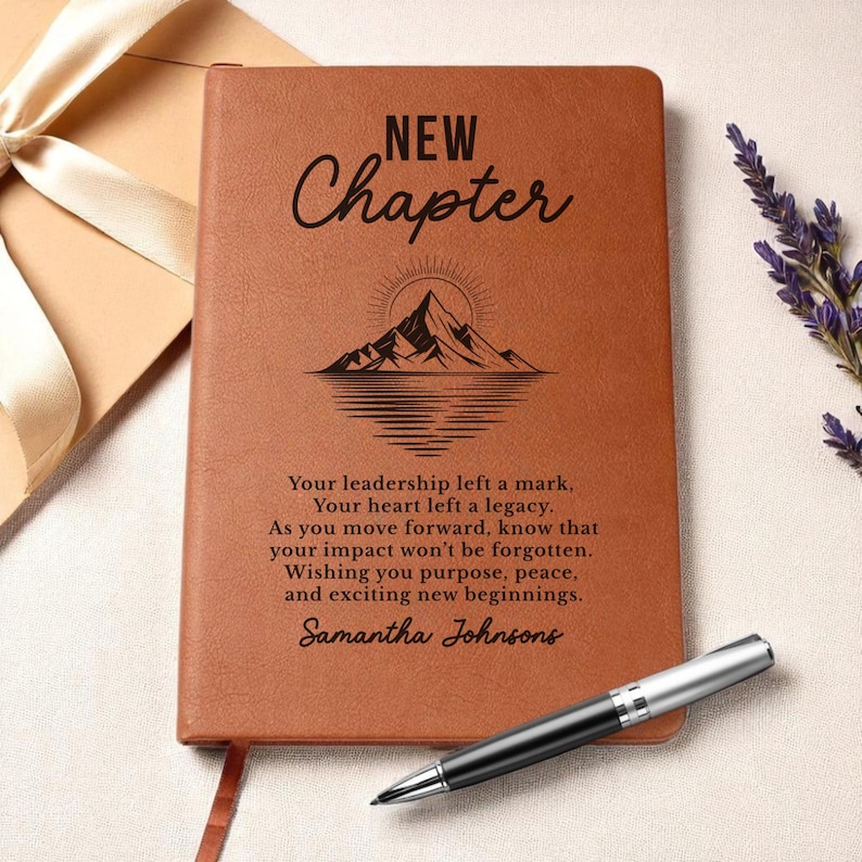 Boss Leaving Gift, New Chapter Journal, Personalized Farewell Gift for Manager, Mentor, or Leader, Going Away Present for Promotion image 8