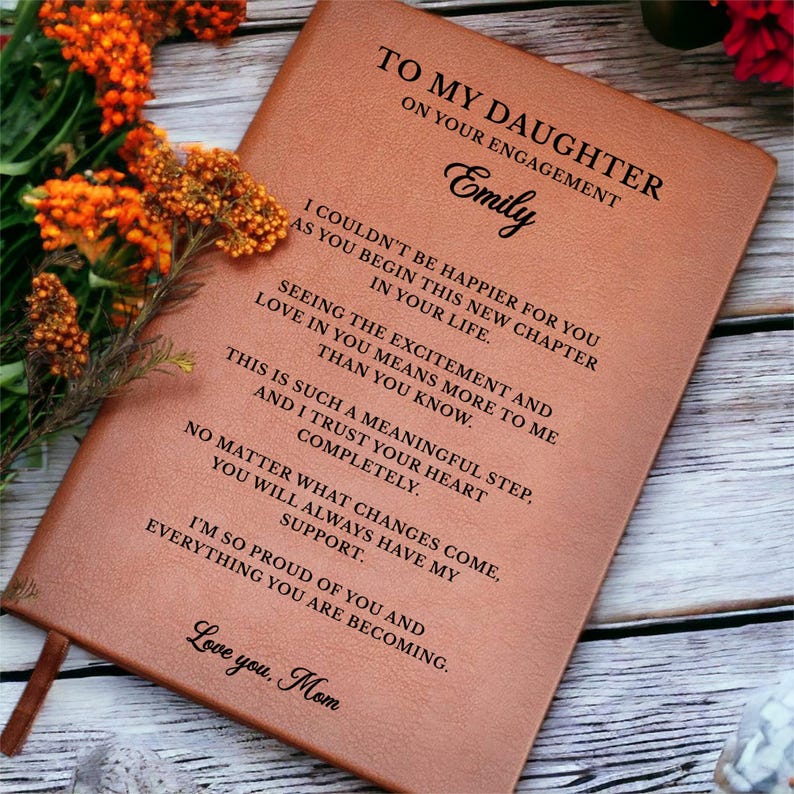 Personalized Engagement Gift for Daughter, Leather Journal for Future Bride, To My Daughter on Your Engagement, Custom Daughter Keepsake image 10