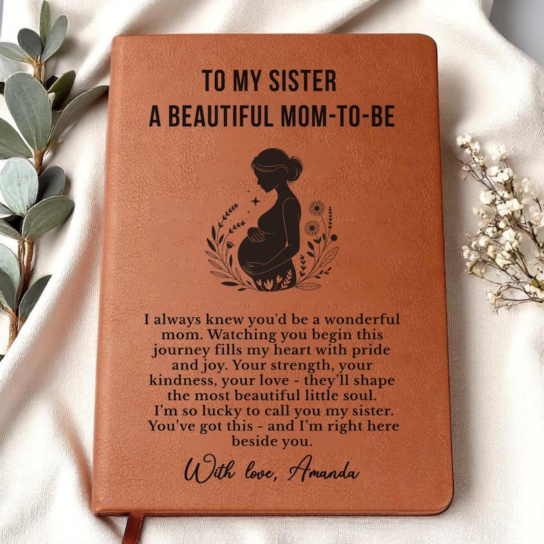 Pregnant Sister Gift, Mom To Be Journal Personalized, Expecting Sister Gift, Best Sister Personalized Gift, Sister Pregnancy Keepsake image 1