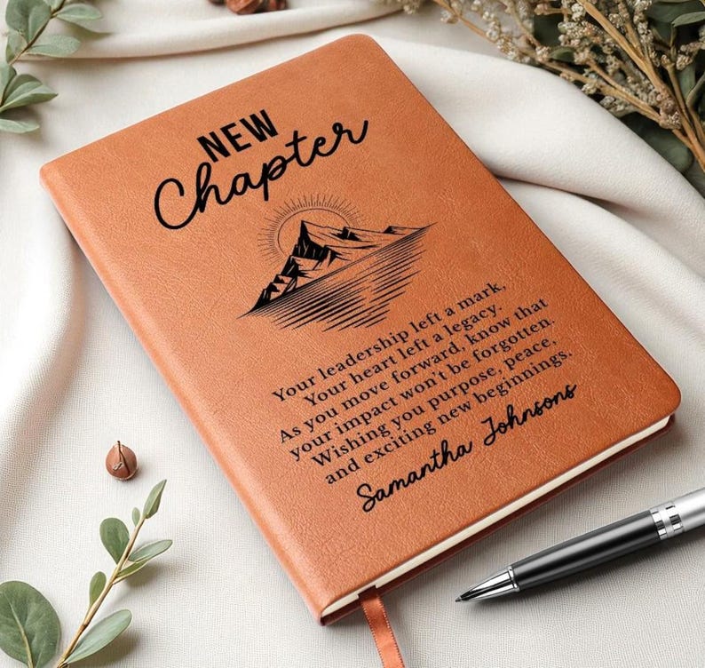 Boss Leaving Gift, New Chapter Journal, Personalized Farewell Gift for Manager, Mentor, or Leader, Going Away Present for Promotion image 10