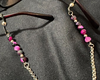 Pink Botswana Agate Eyeglasses Chain