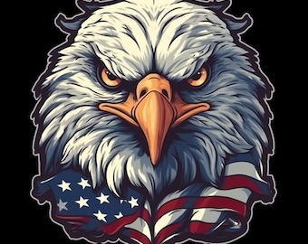 Eagle With American Flag PNG, American Flag Png, Eagle Png, USA Patriotic PNG - Commercial Use - Transparent Background