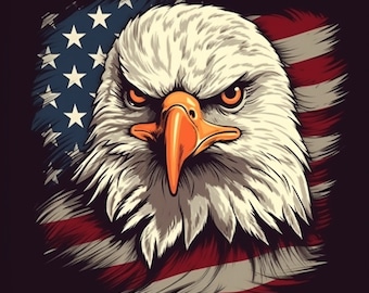 Eagle With American Flag PNG, American Flag Png, Eagle Png, USA Patriotic PNG - Commercial Use, Instant Download - Transparent Background