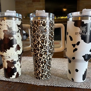 Cowhide/Leopard Inspired Stanley 40oz Tumbler w/straw (IN STOCK) ships ASAP