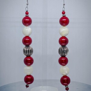 Arizona Cardinals Teamkleuren kralenhanger: rood, wit en zilver waaiersieraden; 4,5&quot; lang