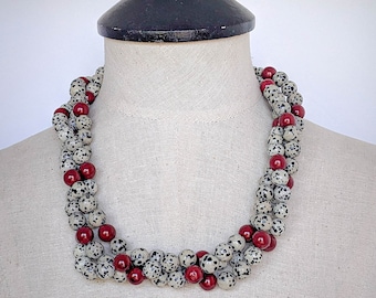 Collier Long Vintage En Perles De Bakélite - Trio De Couleurs - Occasion Bon état